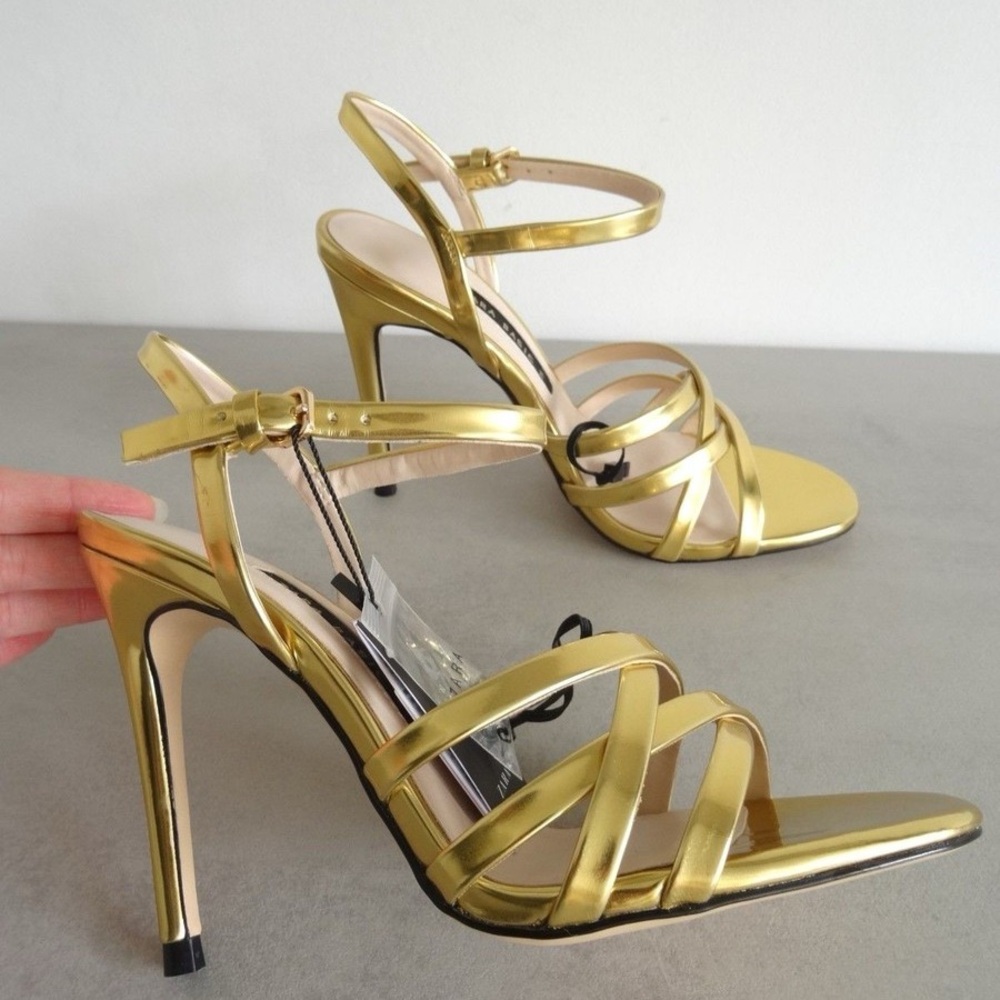 Zara Gold Heeled Sandals
